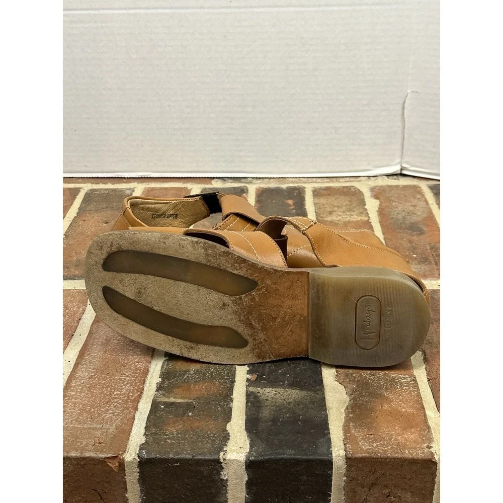 Brown Tan Leather‎ Sandals Closed Toe Casual Fridays Fisherman Shoes Men's 9